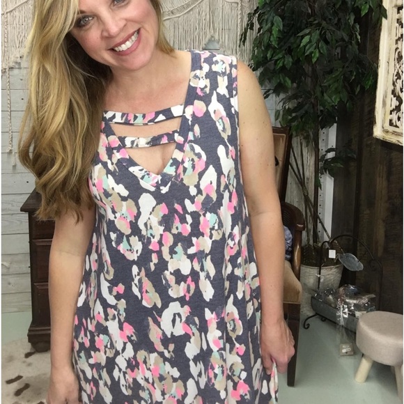 Navy and Pink Leopard Print Dress with Pockets
(5’2; modeling the Small) - Picture 3 of 4